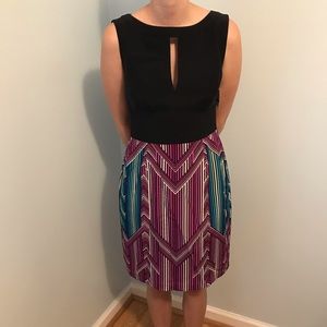 Trina Turk Black with Multicolored Stripes Dress